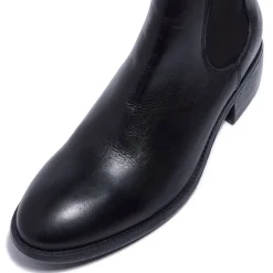 Delicio Black Leather Ankle Boots