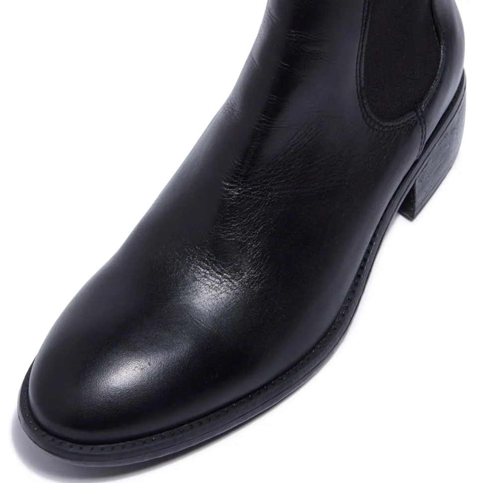 Delicio Black Leather Ankle Boots