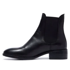 Delicio Black Leather Ankle Boots