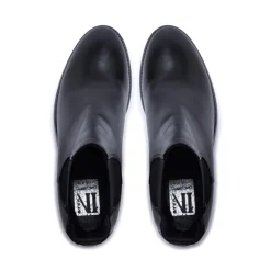 Delicio Black Leather Ankle Boots