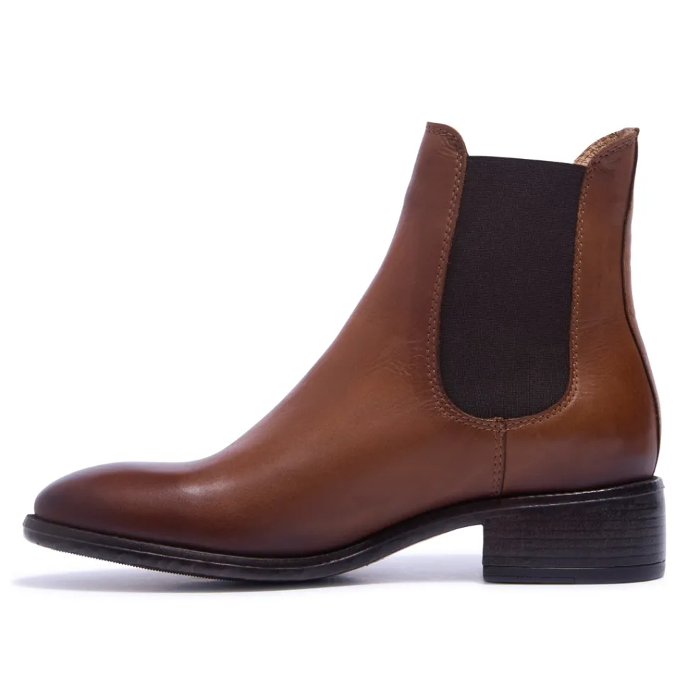 Delicio Tan Leather Ankle Boots