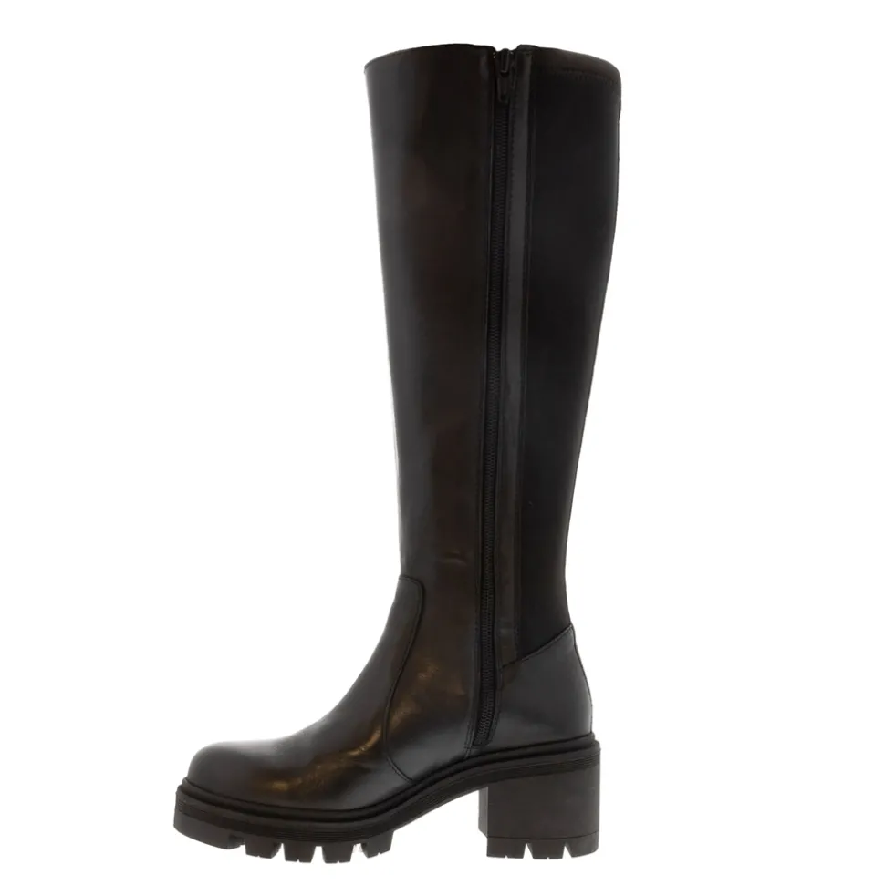 Dodie Black Leather Knee High Boots