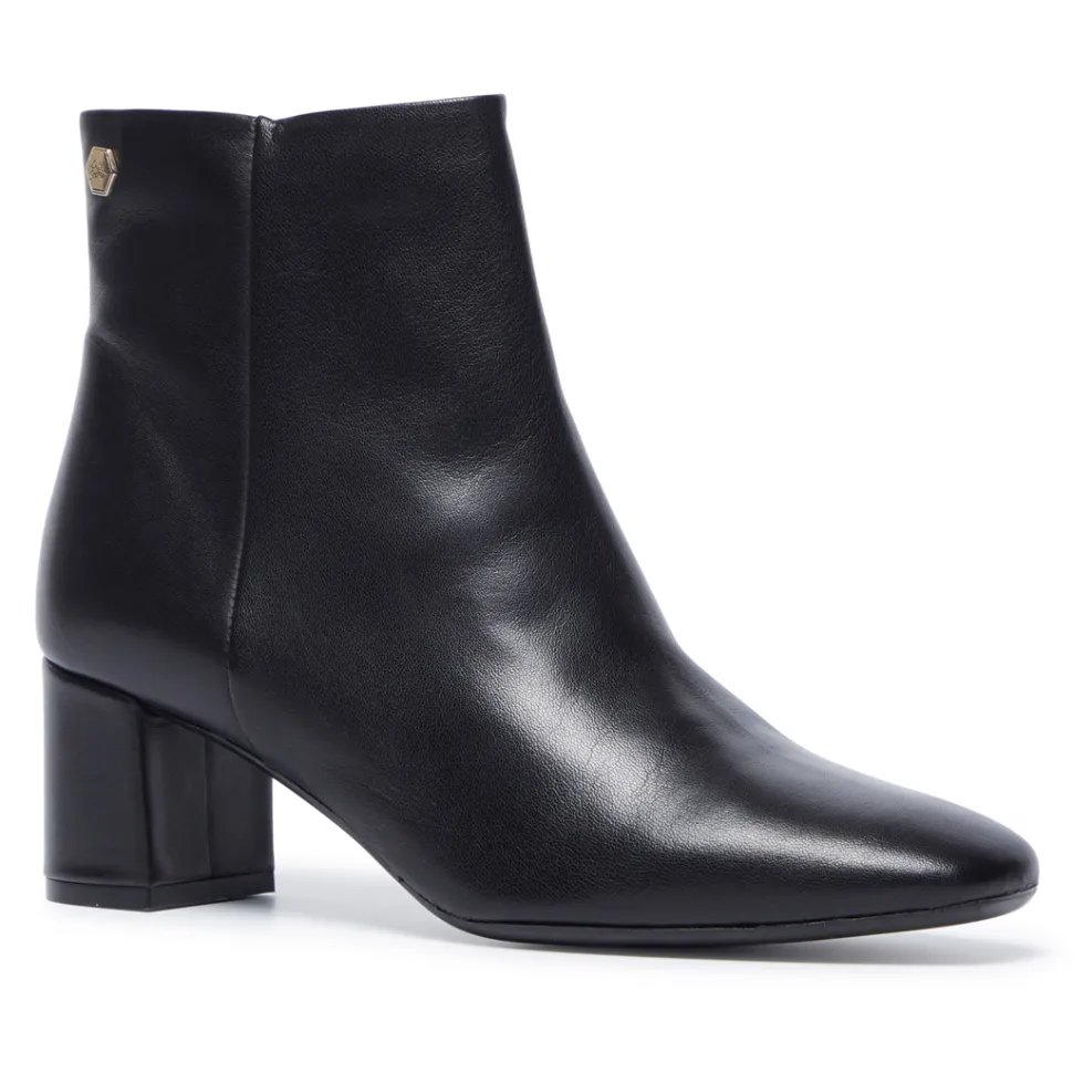 Effy Black Leather Ankle Boots