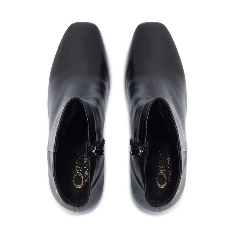 Effy Black Leather Ankle Boots