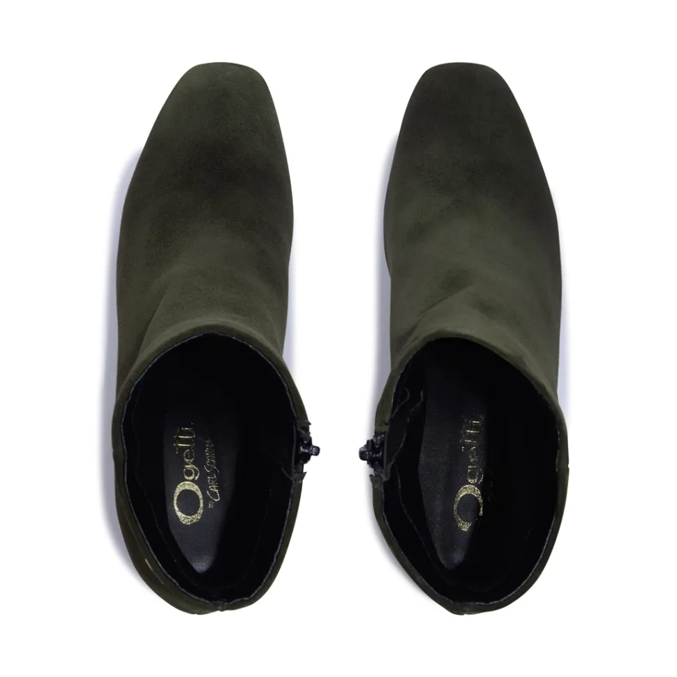 Effy Green Suede Ankle Boots