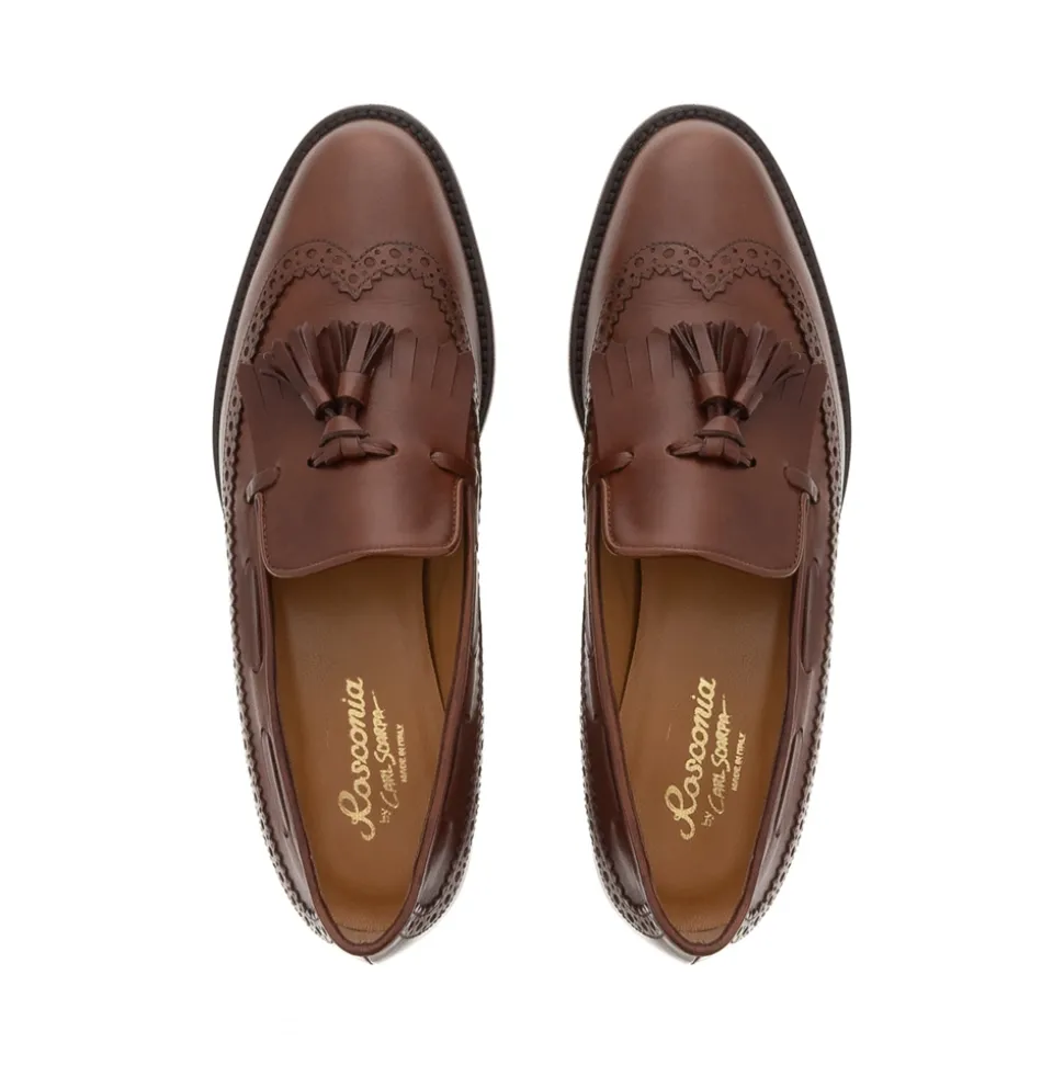 Elesta Tan Leather Oxford Style Loafers