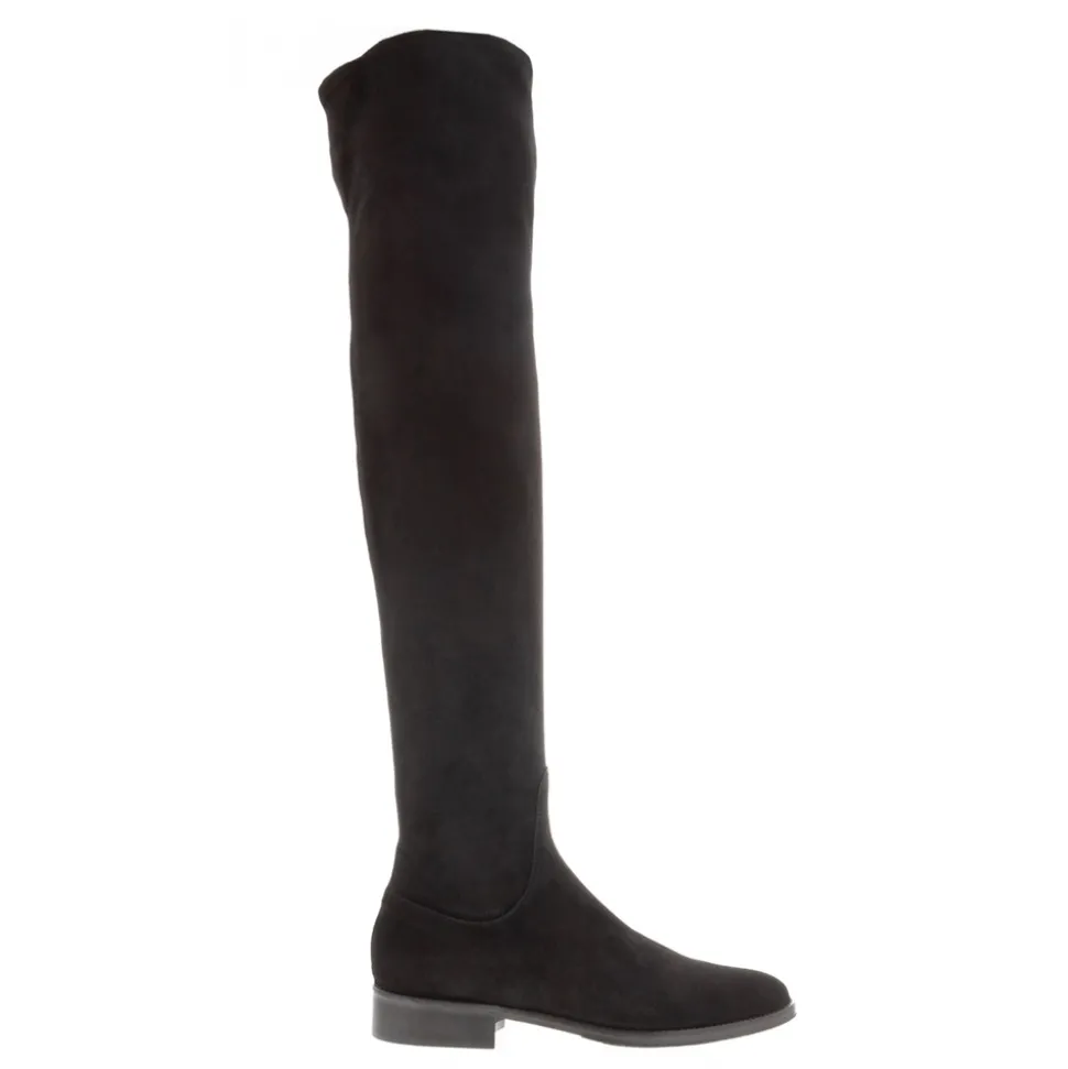 Emalynne Black Italian Suede Over The Knee High Boots