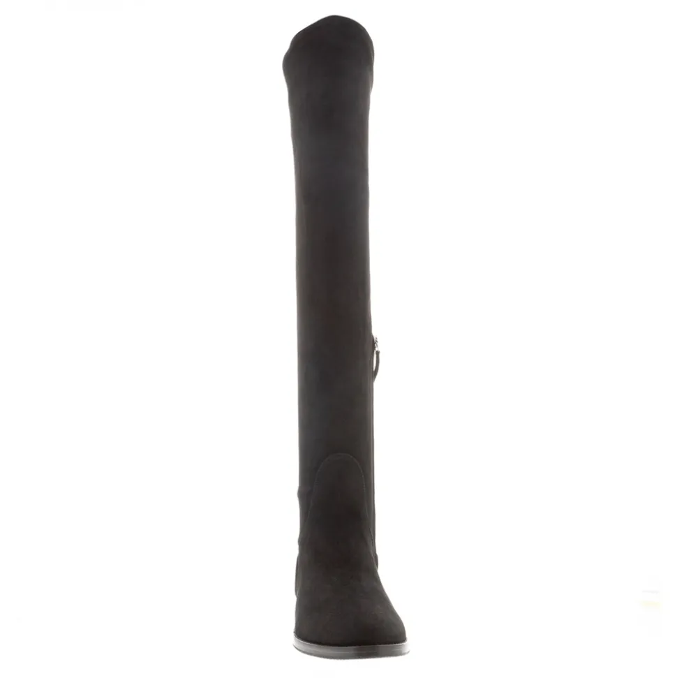 Emalynne Black Italian Suede Over The Knee High Boots