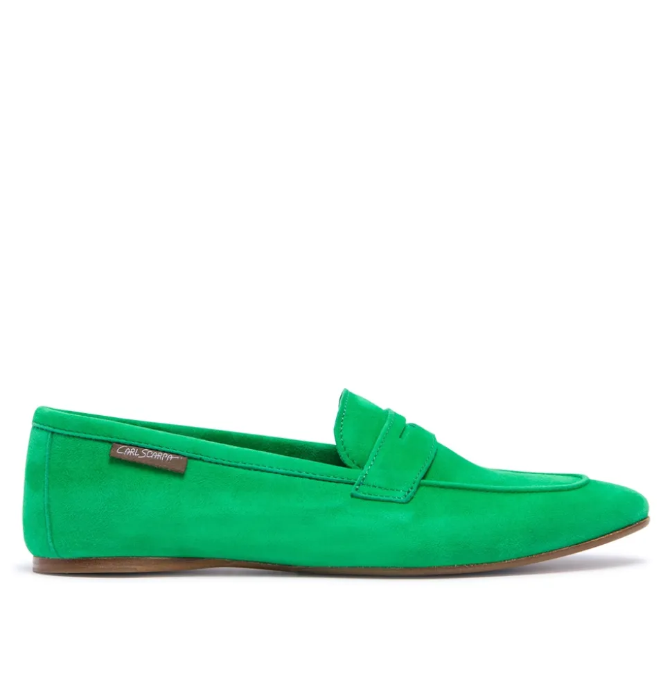 Emarlie Green Suede Penny Loafers