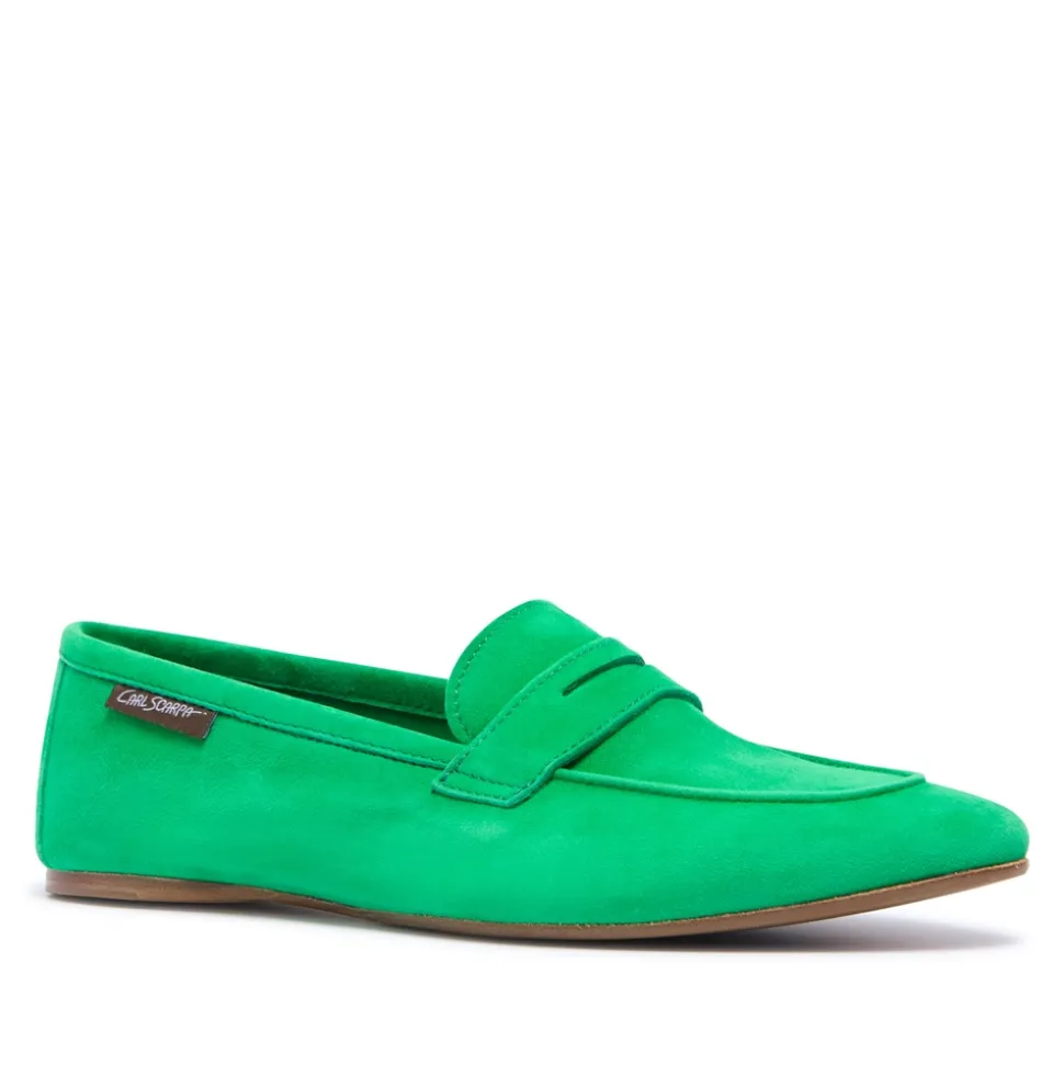 Emarlie Green Suede Penny Loafers