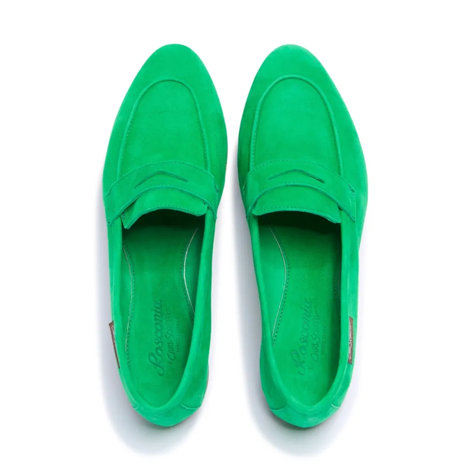 Emarlie Green Suede Penny Loafers