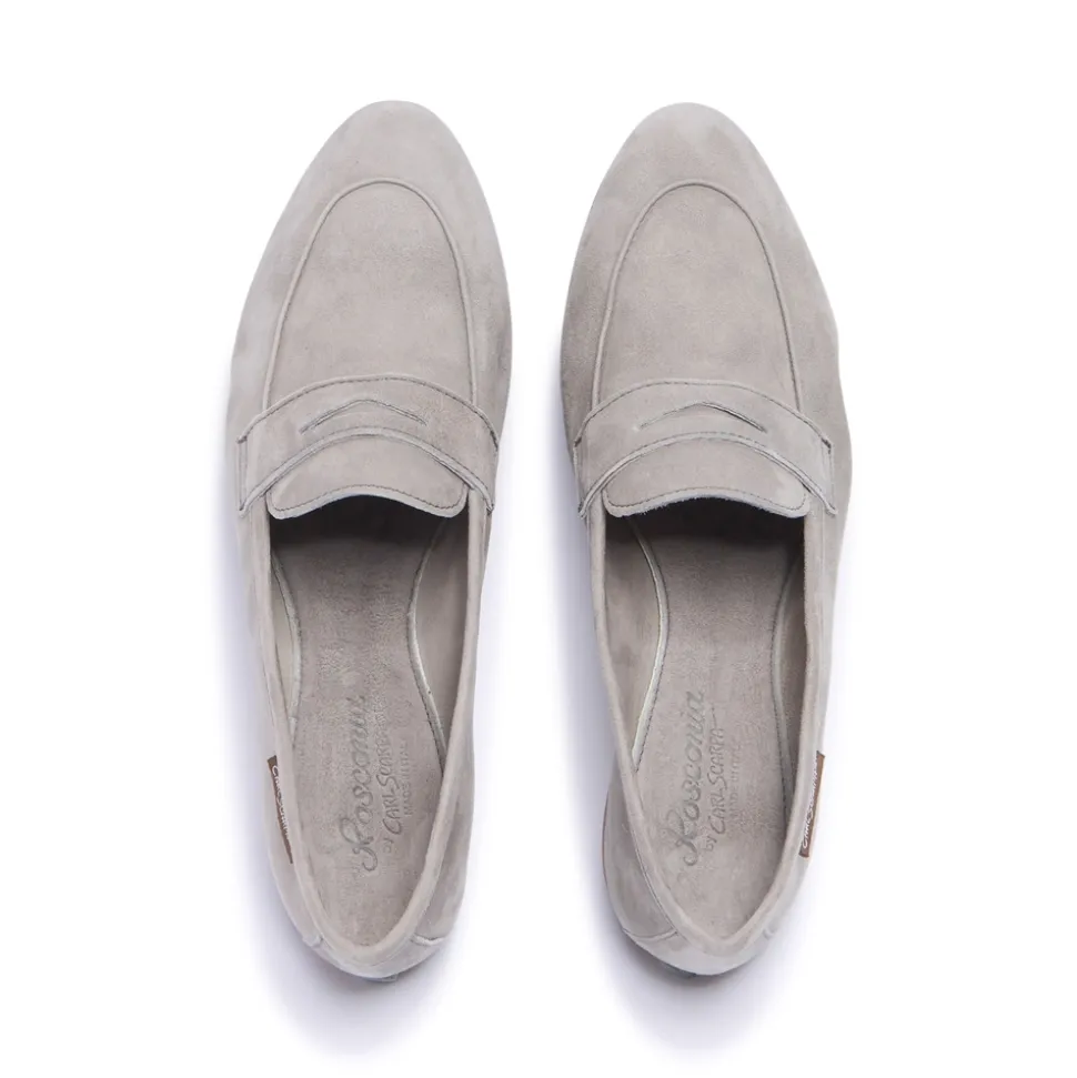 Emarlie Grey Suede Penny Loafers