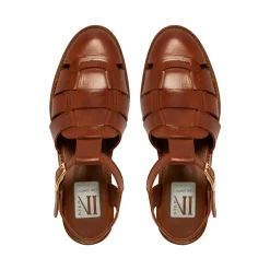Emelot Tan Leather Flat Sandals