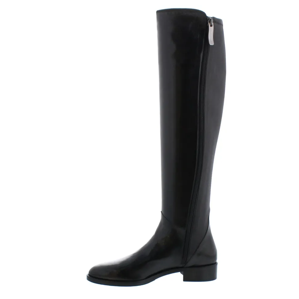 Emma Black Leather Knee-High Boots