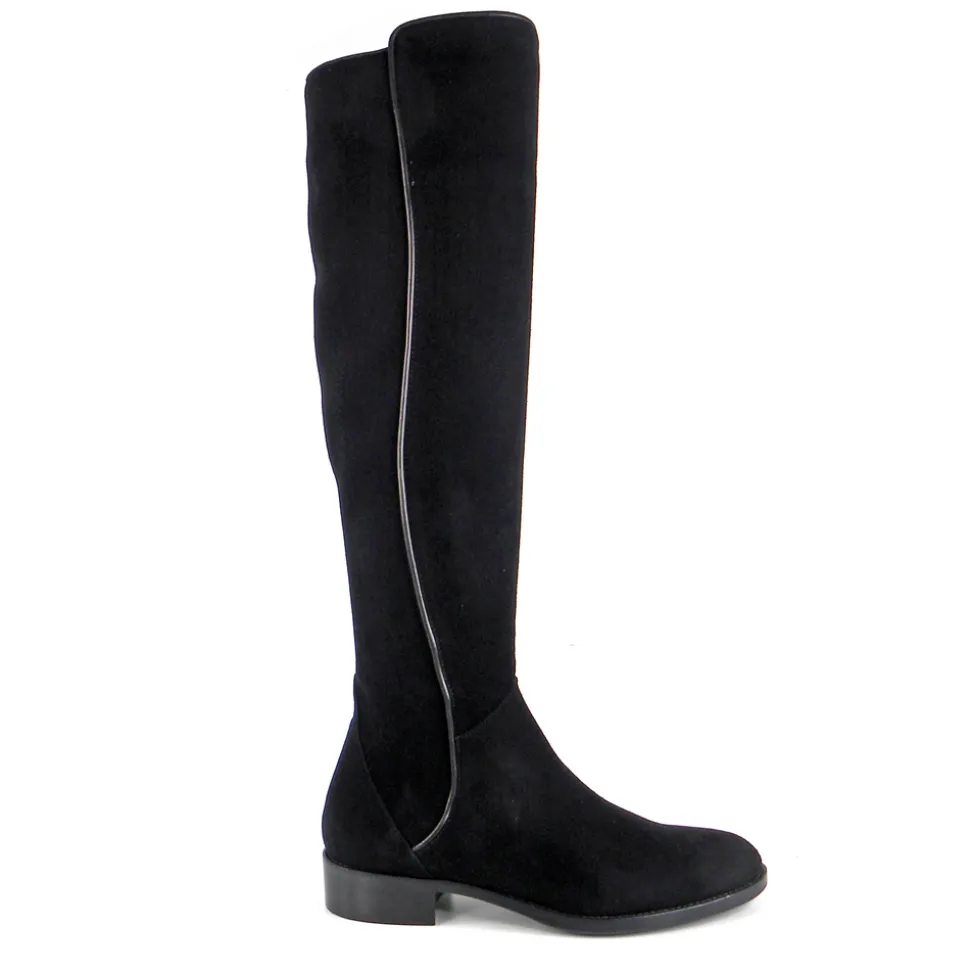 Emma Black Suede Knee-High Boots