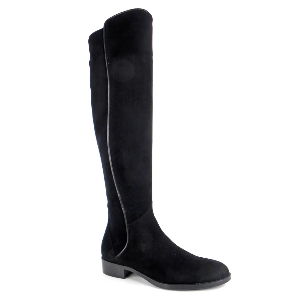 Emma Black Suede Knee-High Boots