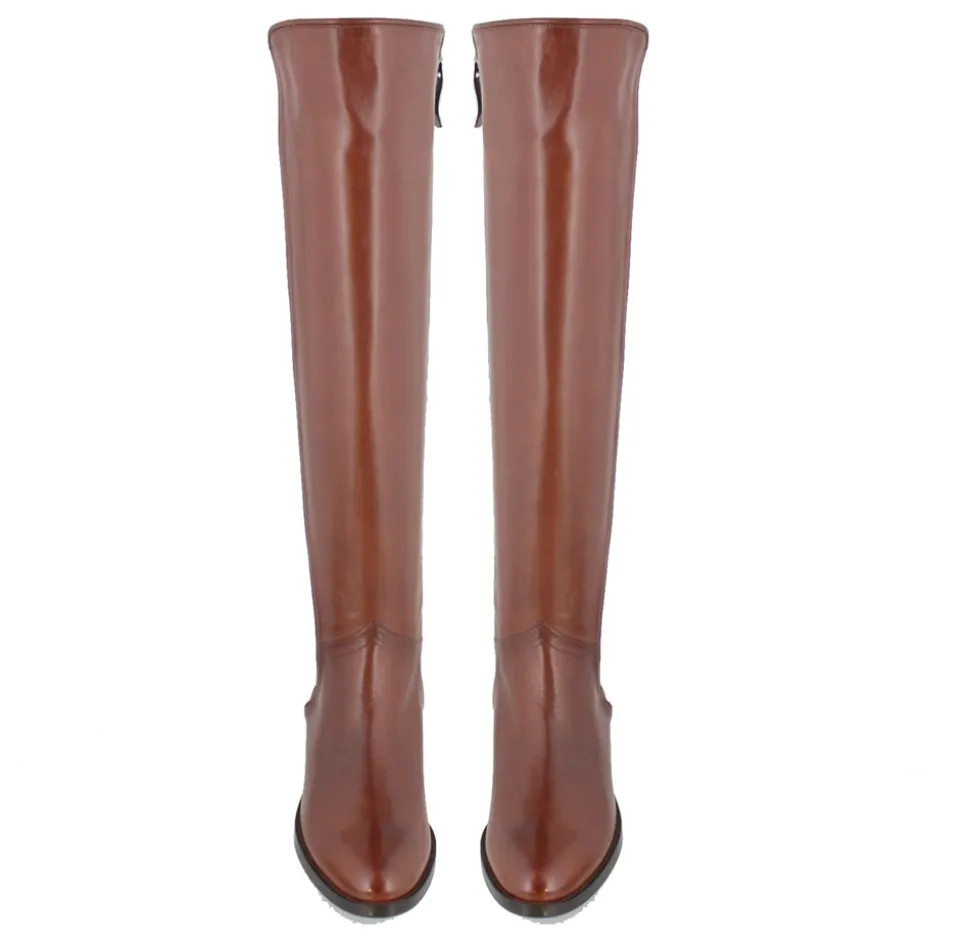 Emma Tan Leather Knee-High Boots