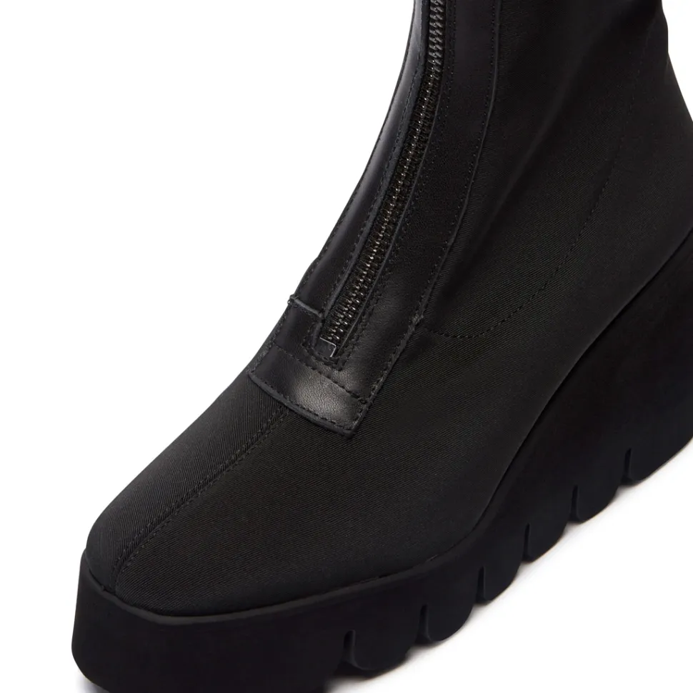 Enrico Black Stretch Ankle Boots