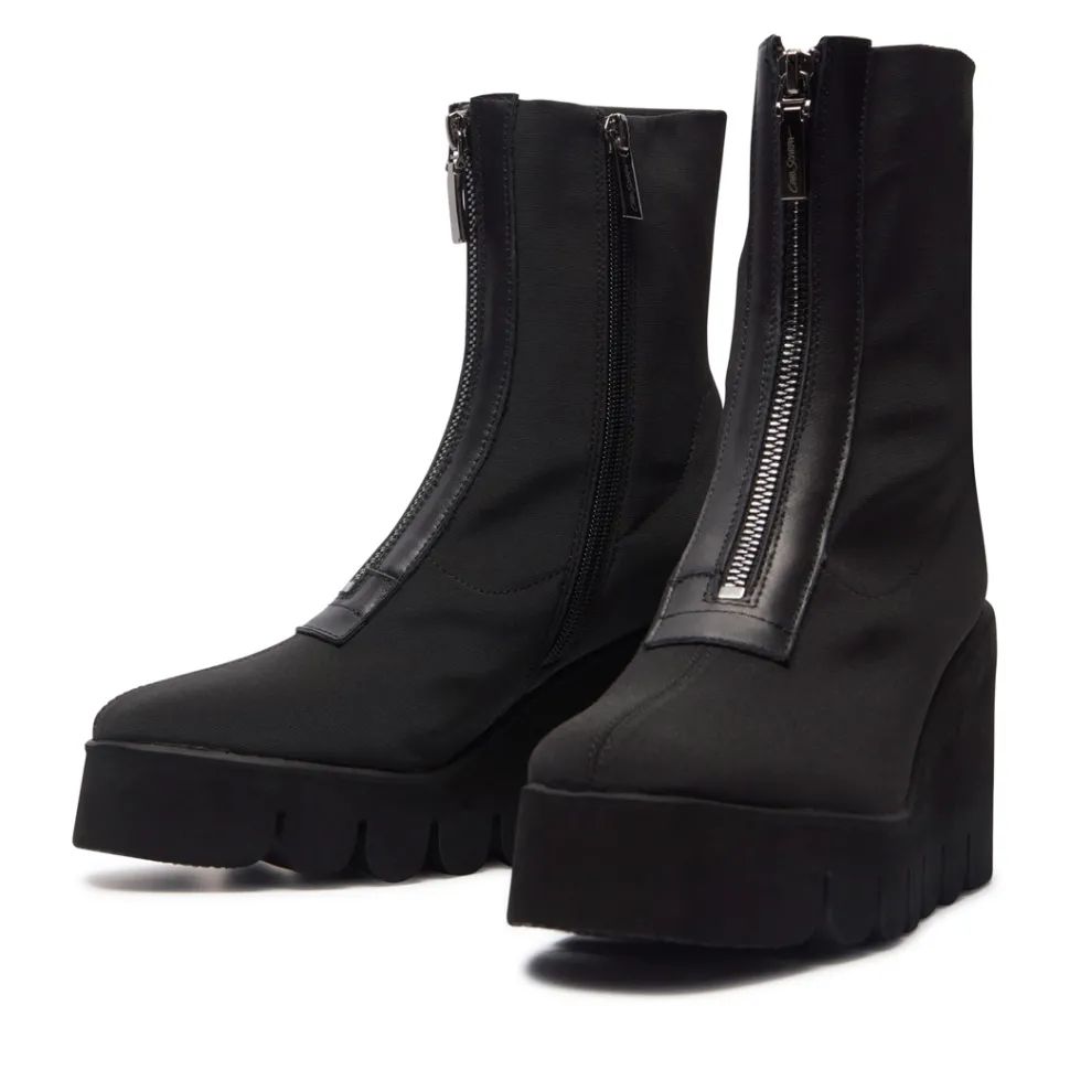 Enrico Black Stretch Ankle Boots