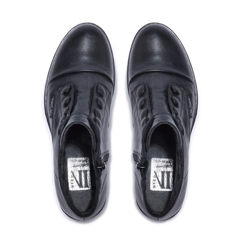 Ester Black Leather Ankle Boots