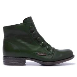Ester Green Leather Ankle Boots