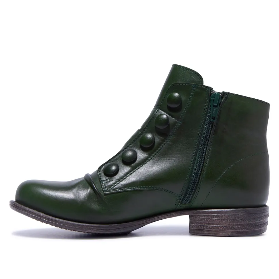 Ester Green Leather Ankle Boots