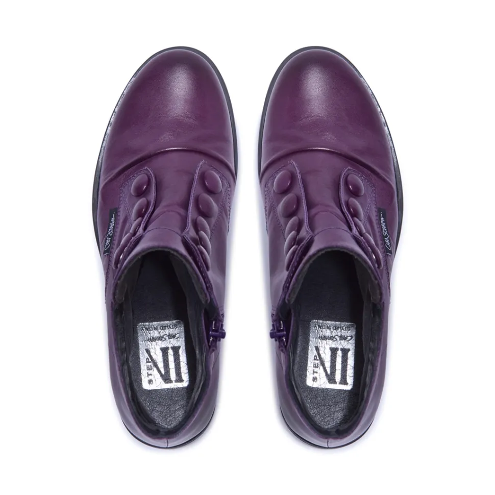 Ester Purple Leather Ankle Boots