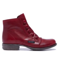 Ester Red Leather Ankle Boots