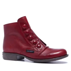 Ester Red Leather Ankle Boots