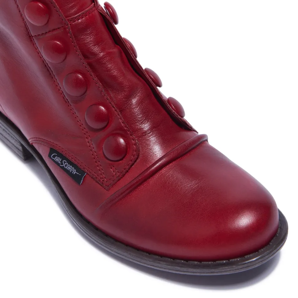 Ester Red Leather Ankle Boots