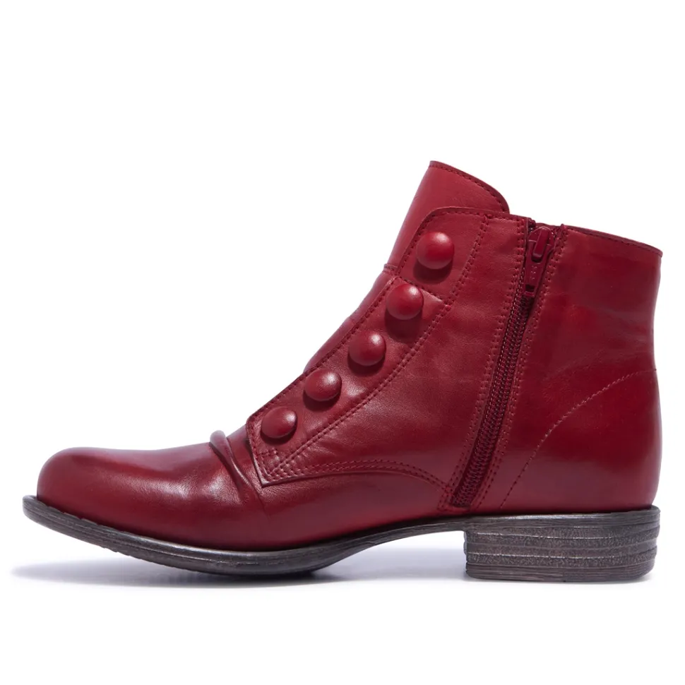 Ester Red Leather Ankle Boots