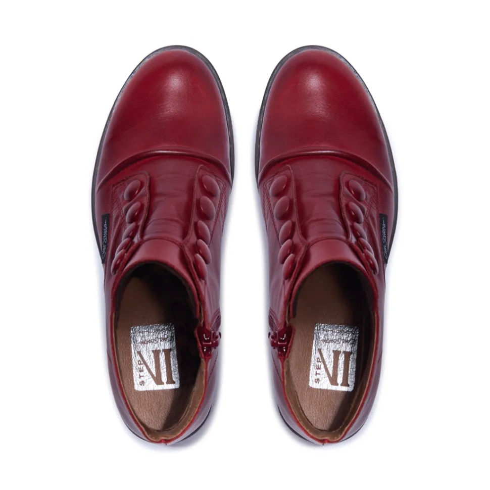 Ester Red Leather Ankle Boots