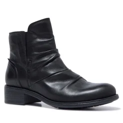 Felice Black Leather Ankle Boots