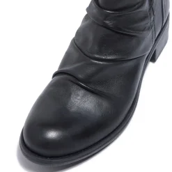 Felice Black Leather Ankle Boots