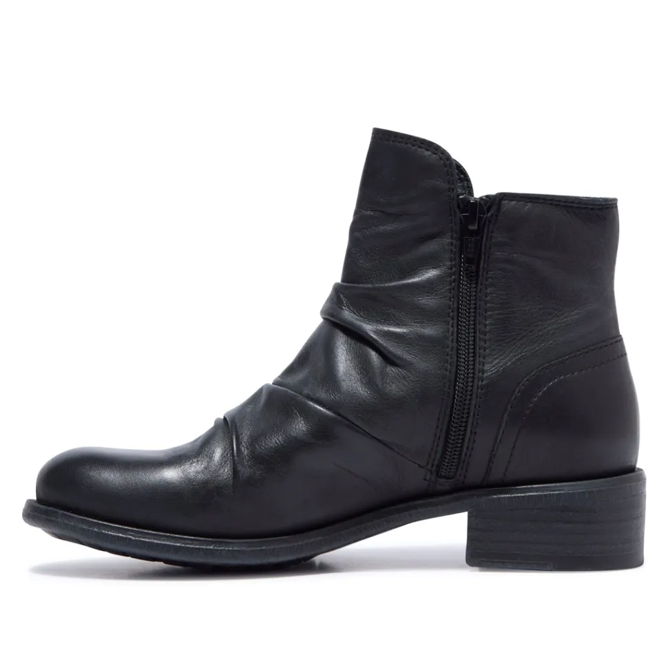 Felice Black Leather Ankle Boots