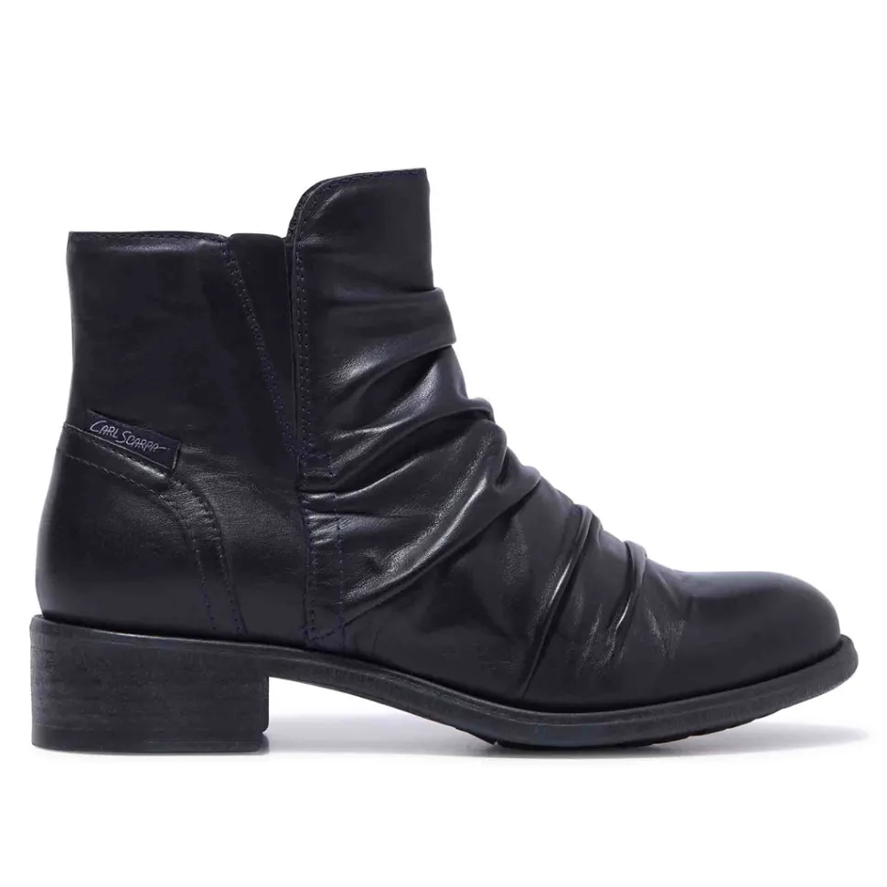 Felice Navy Leather Ankle Boots