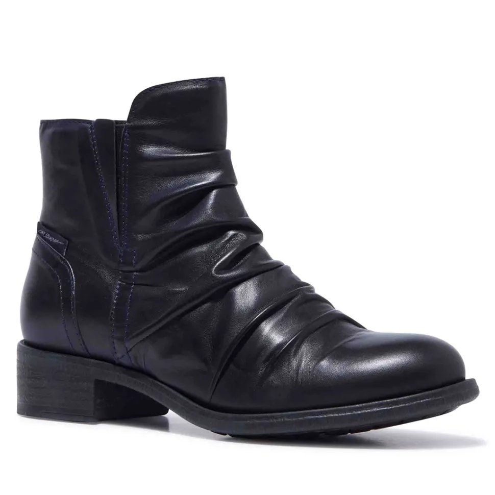 Felice Navy Leather Ankle Boots
