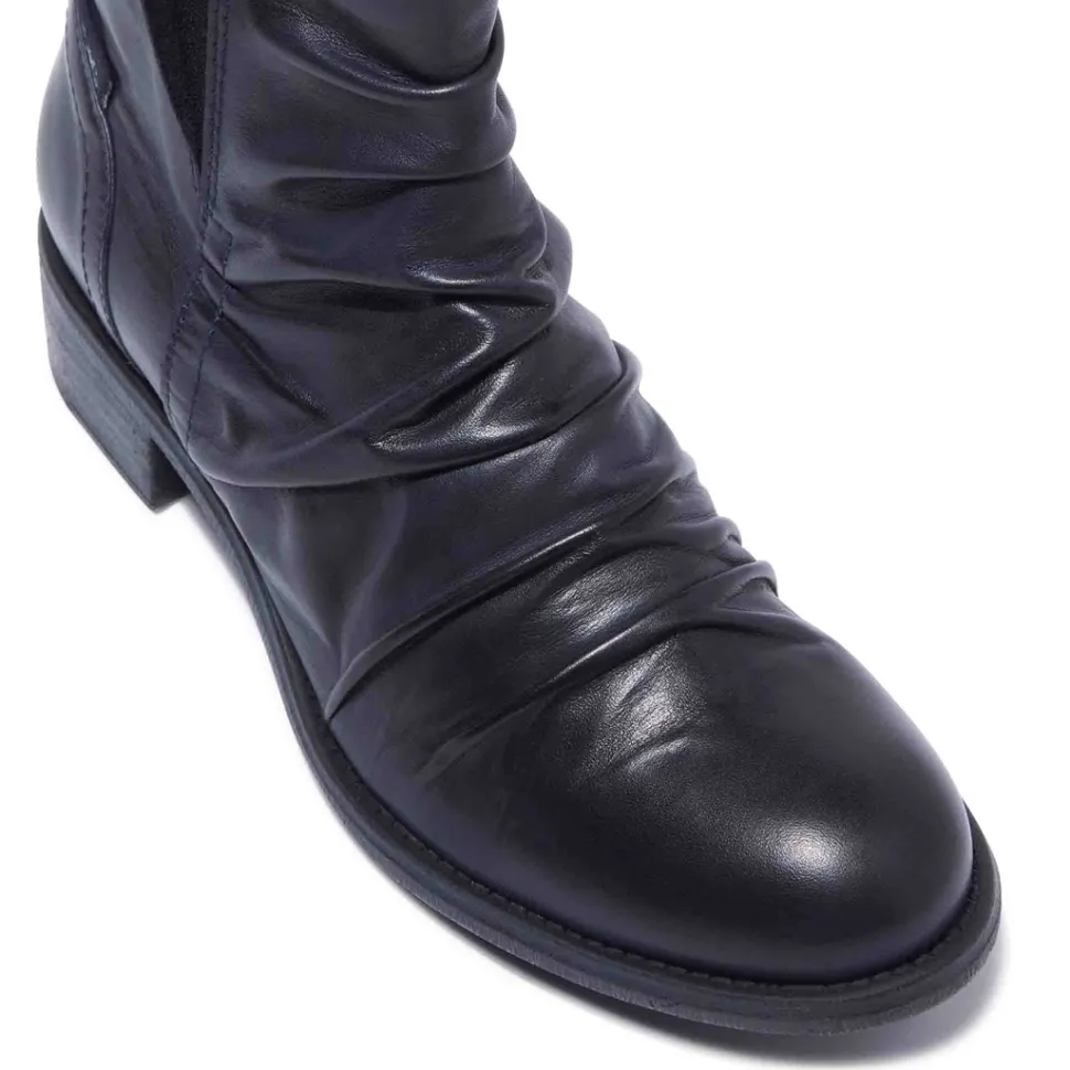 Felice Navy Leather Ankle Boots