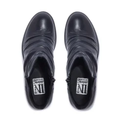Felice Navy Leather Ankle Boots