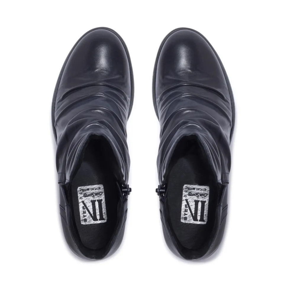 Felice Navy Leather Ankle Boots