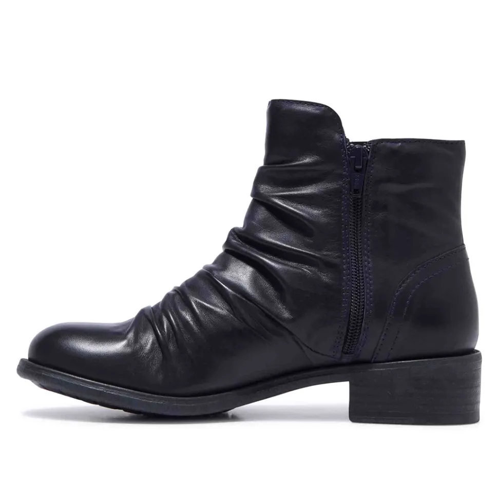 Felice Navy Leather Ankle Boots