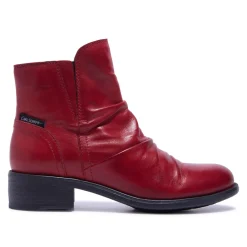 Felice Red Leather Ankle Boots