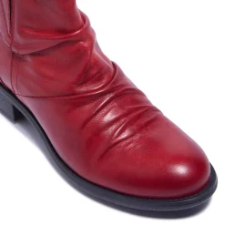 Felice Red Leather Ankle Boots