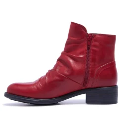 Felice Red Leather Ankle Boots