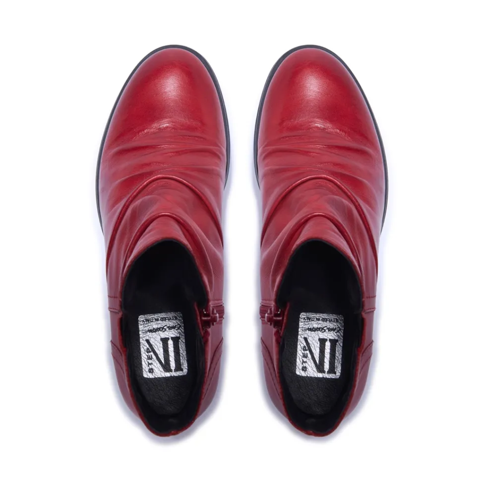 Felice Red Leather Ankle Boots
