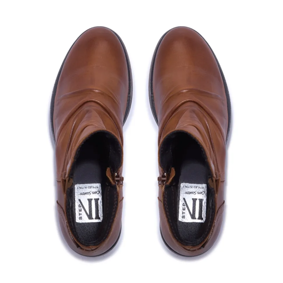 Felice Tan Leather Ankle Boots