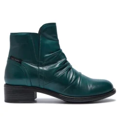 Felice Teal Leather Ankle Boots