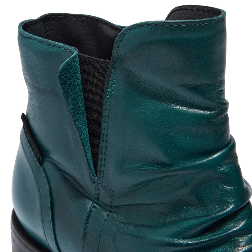 Felice Teal Leather Ankle Boots