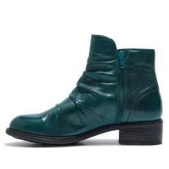 Felice Teal Leather Ankle Boots