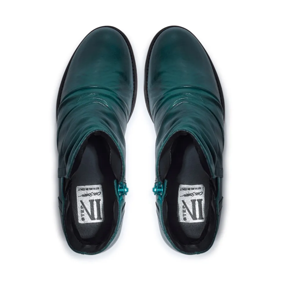 Felice Teal Leather Ankle Boots